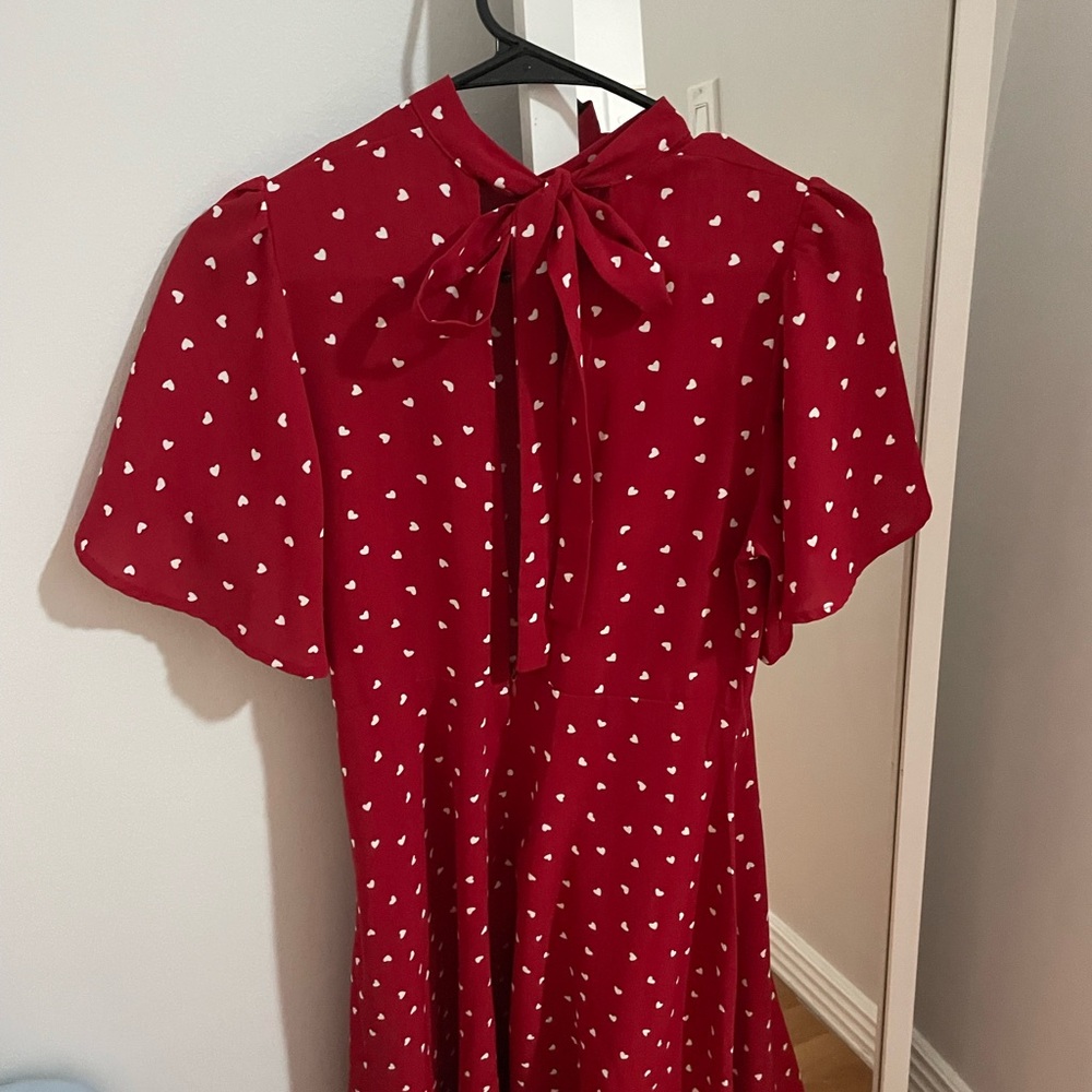 Red Dress with White Heart Pattern